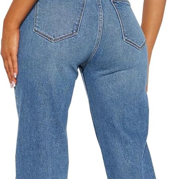 Women's Boyfriend Jeans Stretchy Ripped Distressed Denim Mom Jean Pants - Picture 4 of 6